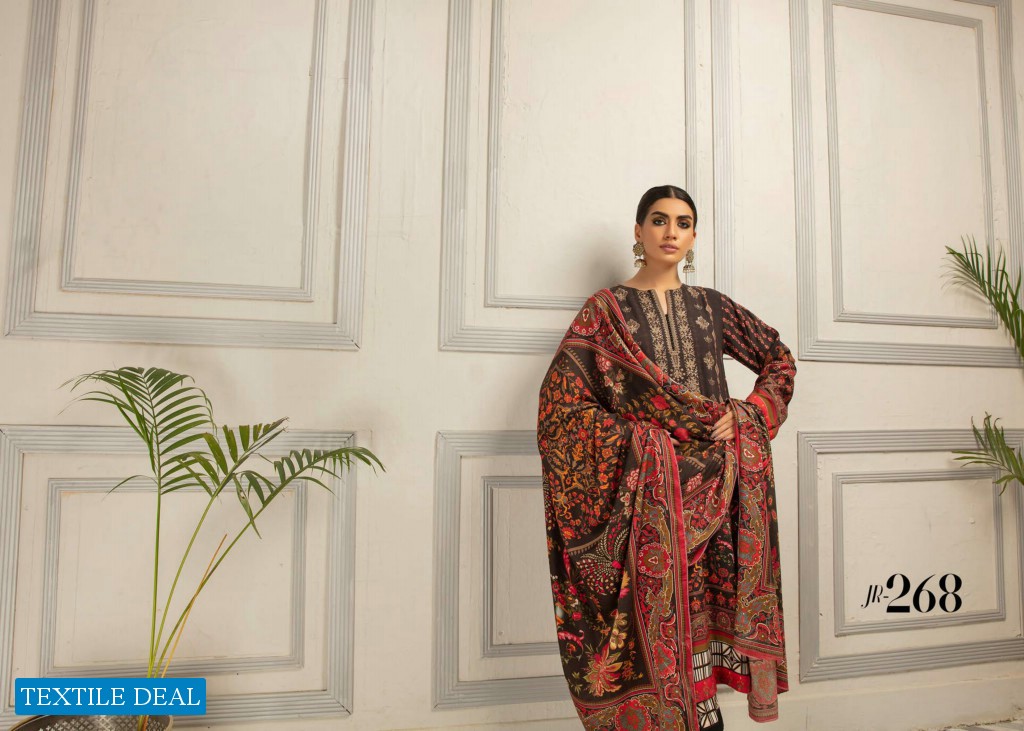 Johra Nysa Embroidery Digital Printed Peach Slub Leather With Digital Printed Wool Shawl