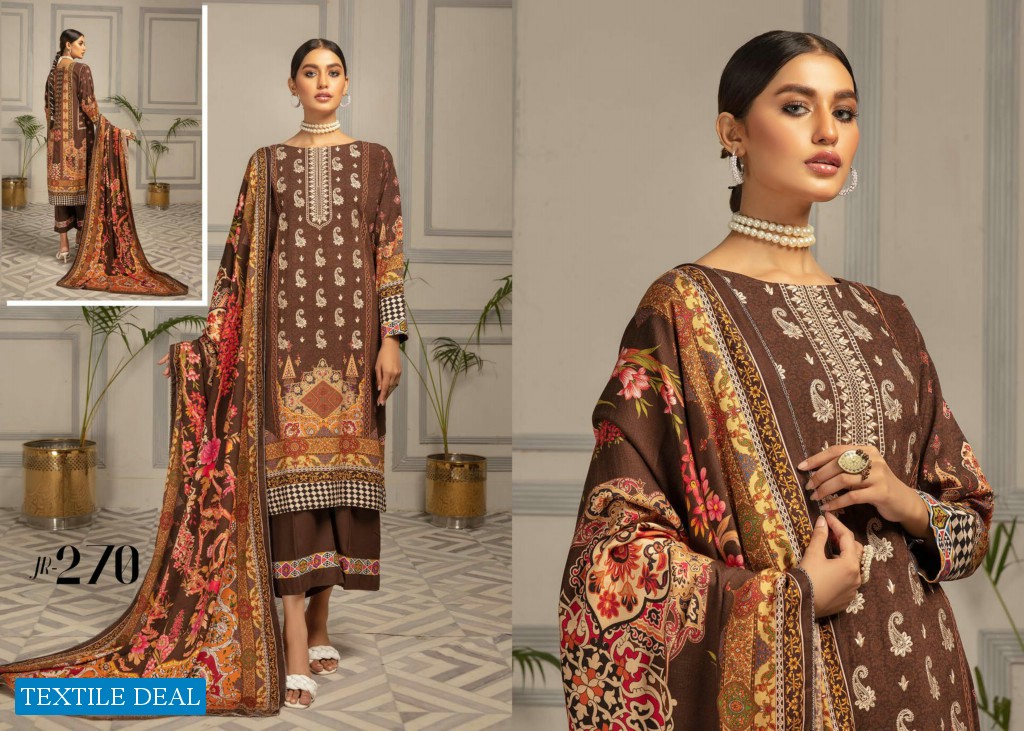 Johra Nysa Embroidery Digital Printed Peach Slub Leather With Digital Printed Wool Shawl