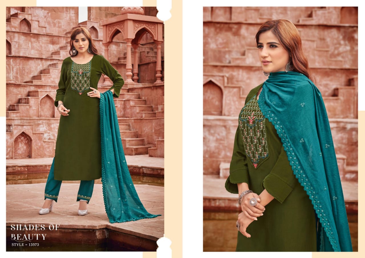 Kalaroop Zubeda Wholesale Full Stitch Kurti And Pant With Dupatta