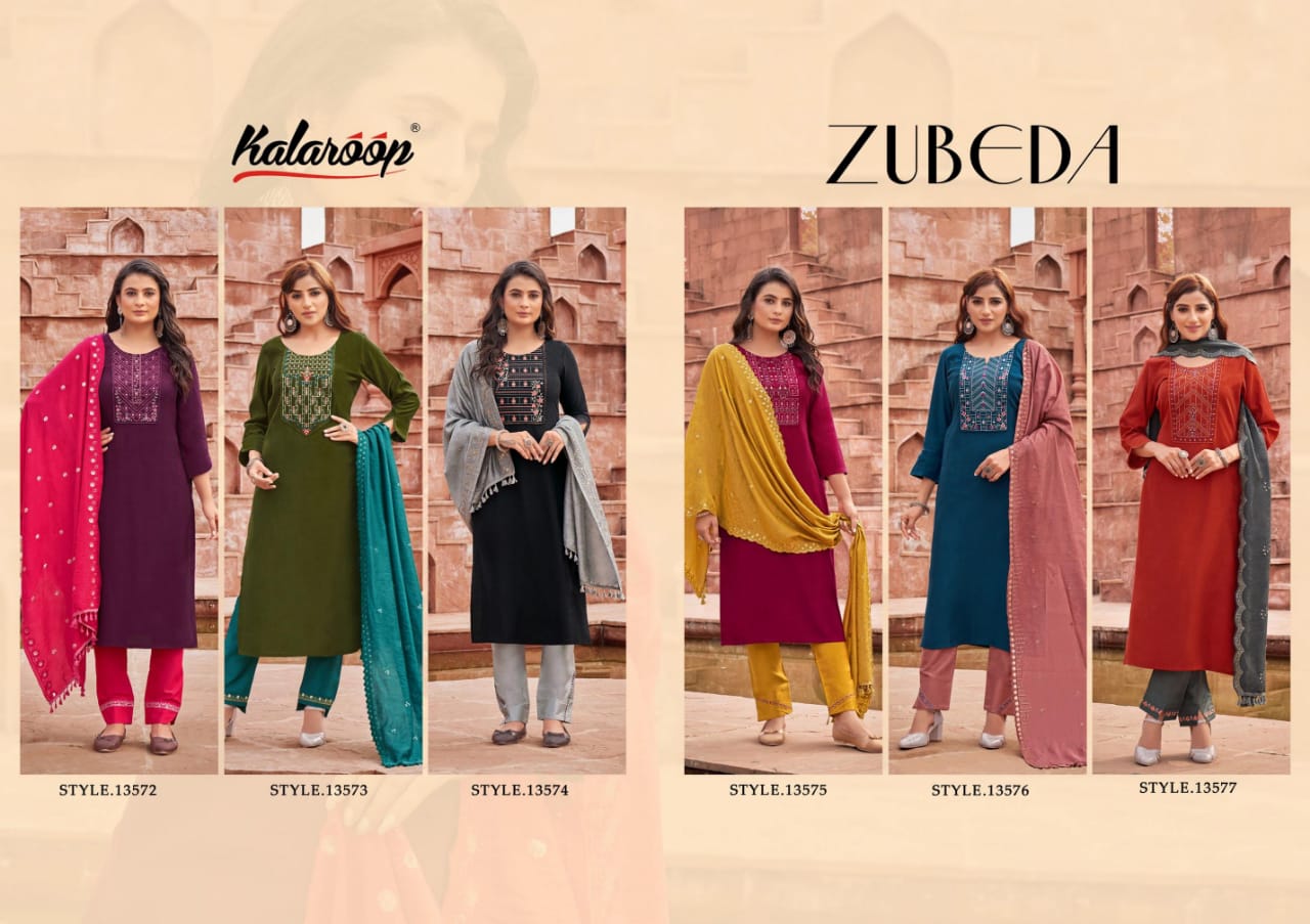 Kalaroop Zubeda Wholesale Full Stitch Kurti And Pant With Dupatta