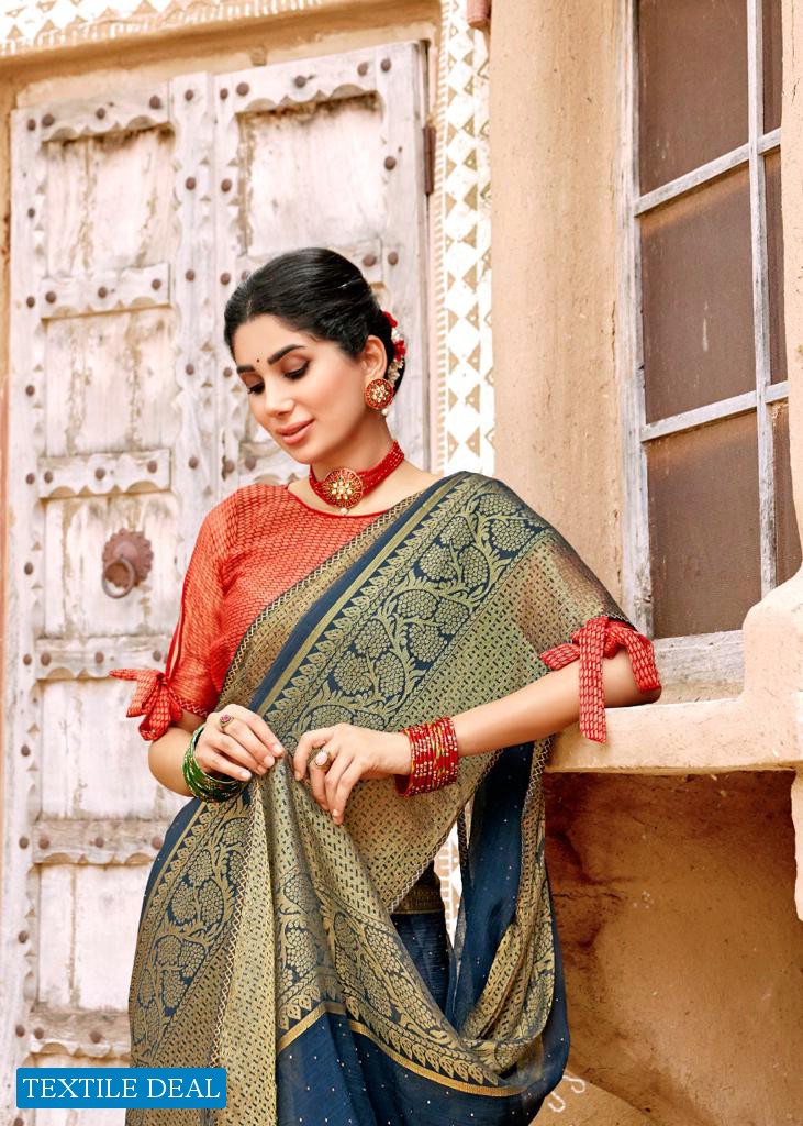 NAMRATA BY KASHVI CREATION CHIFFON BRASSO DESIGNER SAREES