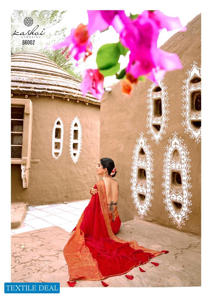 NAMRATA BY KASHVI CREATION CHIFFON BRASSO DESIGNER SAREES