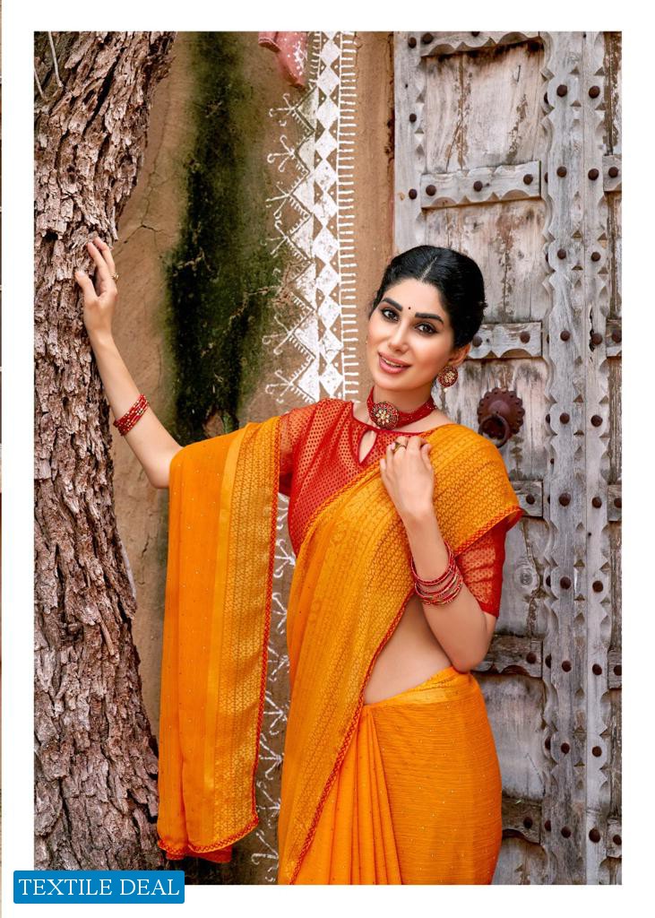 NAMRATA BY KASHVI CREATION CHIFFON BRASSO DESIGNER SAREES