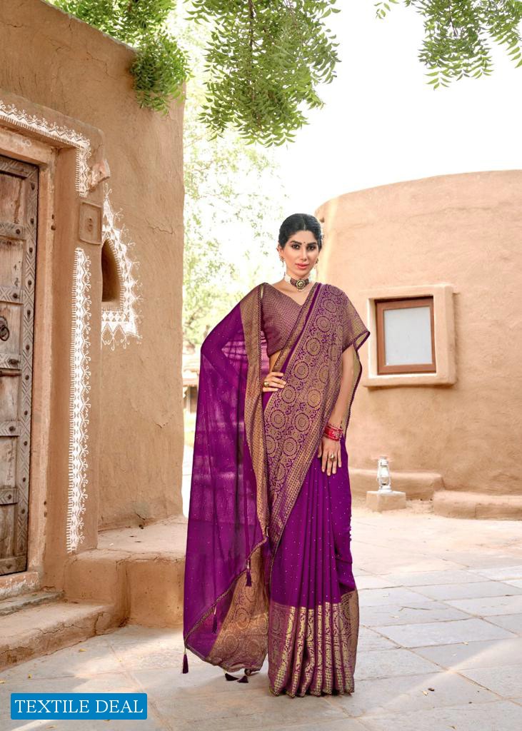 NAMRATA BY KASHVI CREATION CHIFFON BRASSO DESIGNER SAREES