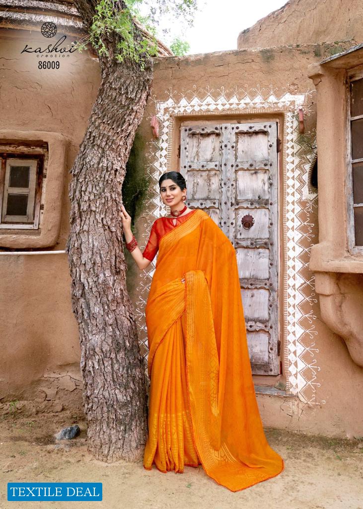 NAMRATA BY KASHVI CREATION CHIFFON BRASSO DESIGNER SAREES