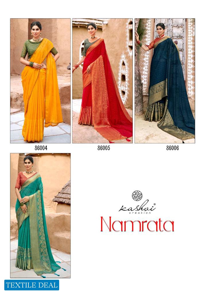 NAMRATA BY KASHVI CREATION CHIFFON BRASSO DESIGNER SAREES