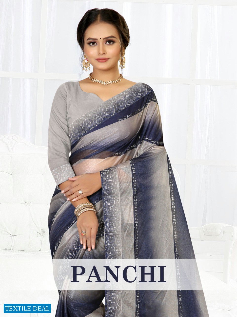 Ronisha Panchi Wholesale Imported Lycra Siroski Diamond Sarees