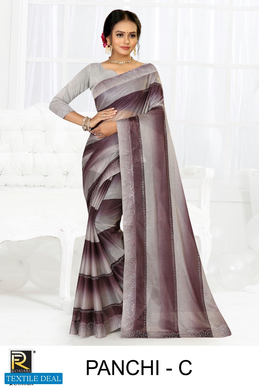 Ronisha Panchi Wholesale Imported Lycra Siroski Diamond Sarees