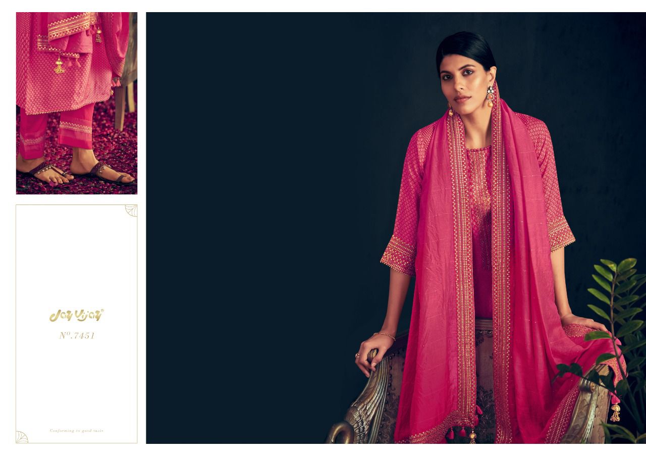 Jay Vijay Rutba Wholesale Pure Russian Silk With Work Salwar Suits