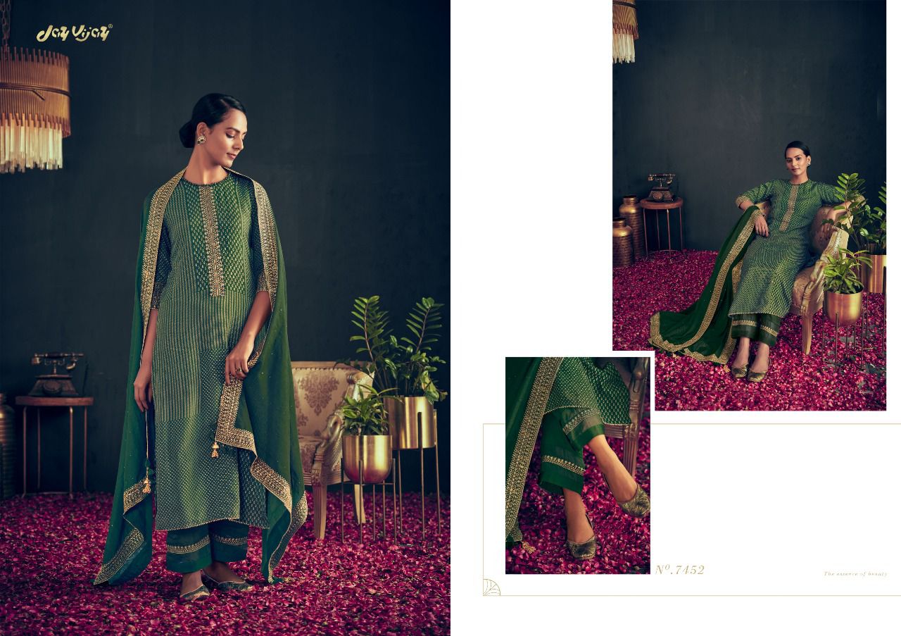 Jay Vijay Rutba Wholesale Pure Russian Silk With Work Salwar Suits