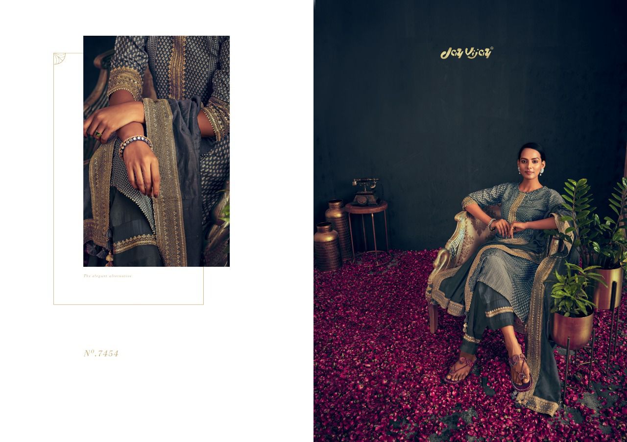 Jay Vijay Rutba Wholesale Pure Russian Silk With Work Salwar Suits