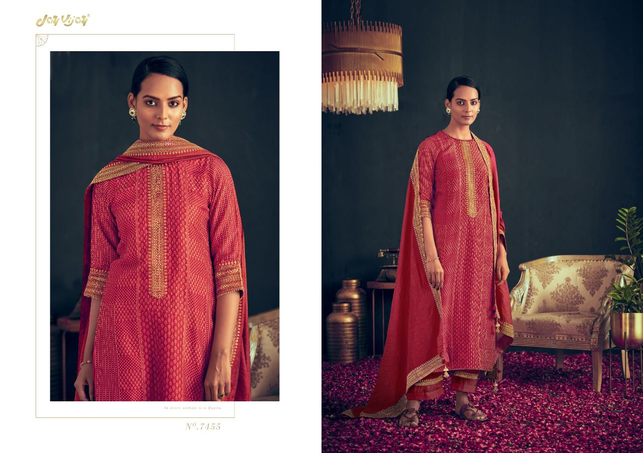 Jay Vijay Rutba Wholesale Pure Russian Silk With Work Salwar Suits