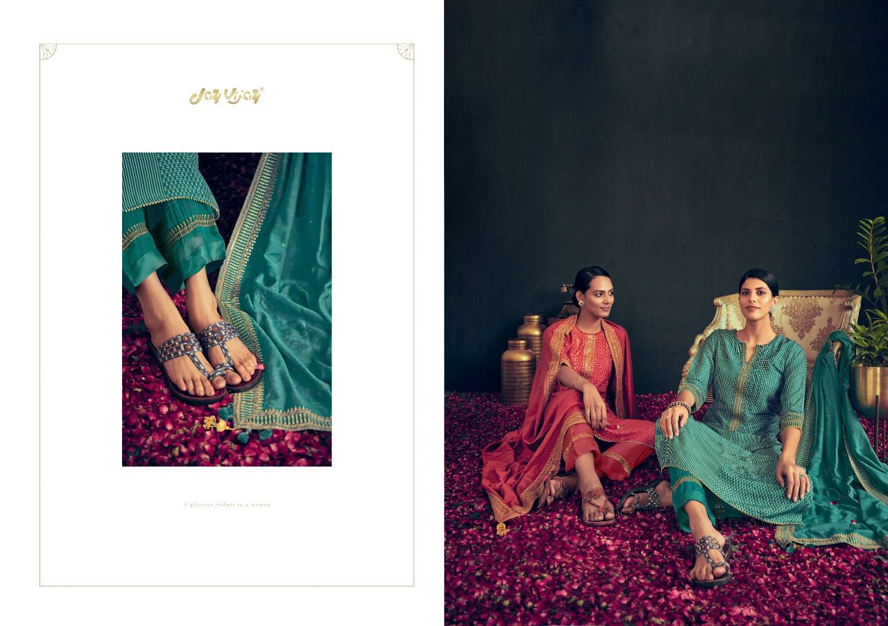 Jay Vijay Rutba Wholesale Pure Russian Silk With Work Salwar Suits