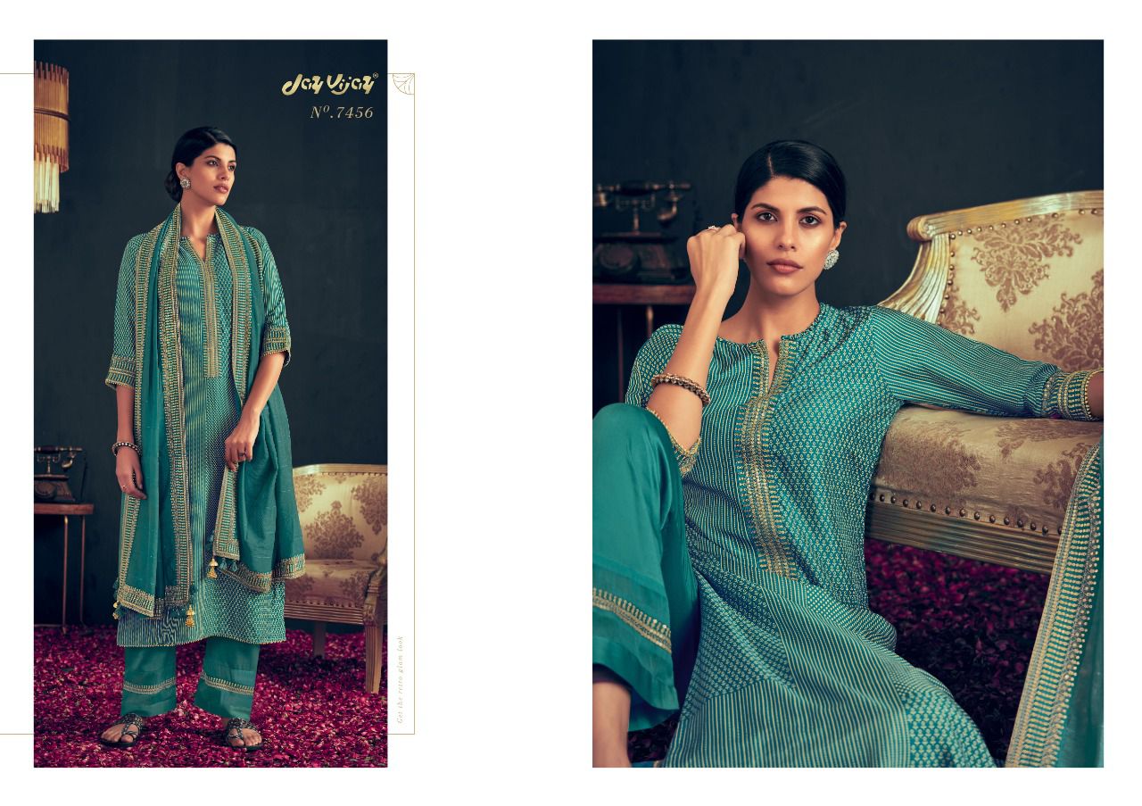 Jay Vijay Rutba Wholesale Pure Russian Silk With Work Salwar Suits