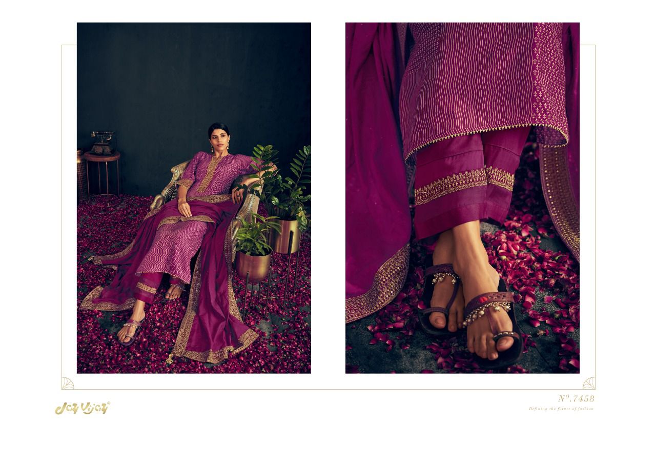 Jay Vijay Rutba Wholesale Pure Russian Silk With Work Salwar Suits