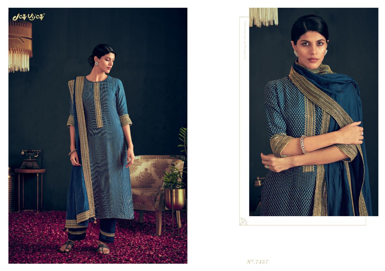 Jay Vijay Rutba Wholesale Pure Russian Silk With Work Salwar Suits