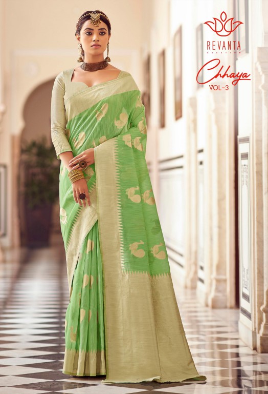 REVANTA CHHAYA VOL 3 LINEN COTTON WITH ZARI PATTERN SAREES