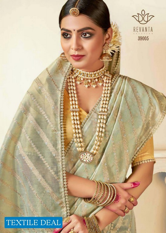 REVANTA CREATION SURAT ANUSHKA KORA SILK LEHARIYA ZARI SAREES