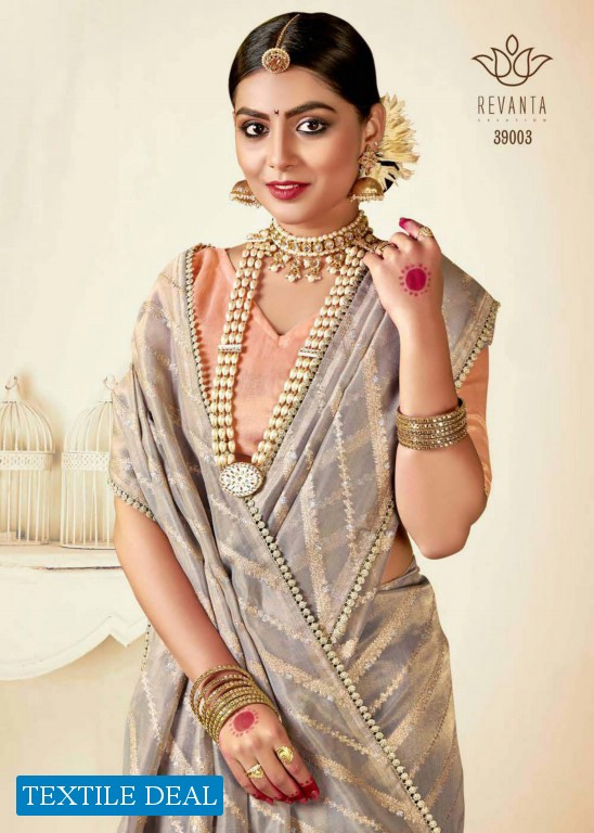 REVANTA CREATION SURAT ANUSHKA KORA SILK LEHARIYA ZARI SAREES