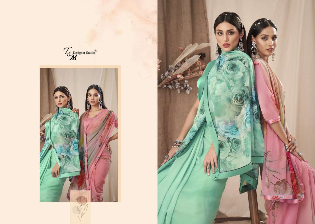 PANACHE VOL 24 BY T & M DESIGNER SURAT GEORGETTE DIGITAL PRINTED SAREES EXPORTS