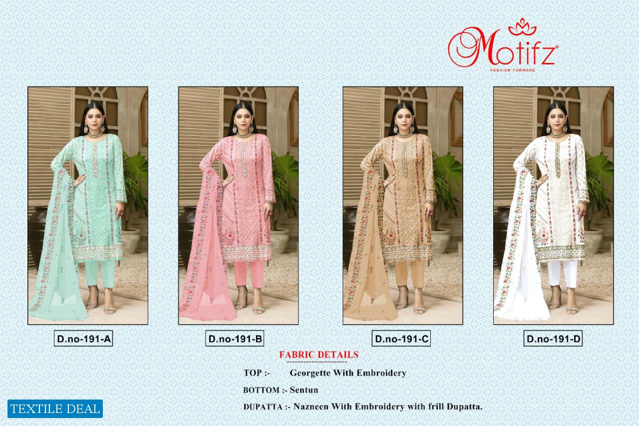 Motifz D.no 191 Colour Wholesale Pakistani Concept Suits