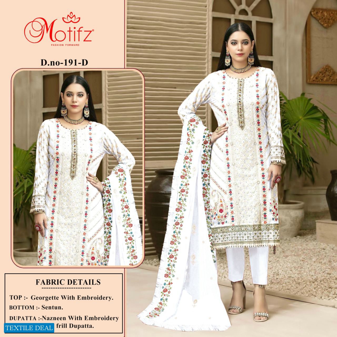 Motifz D.no 191 Colour Wholesale Pakistani Concept Suits