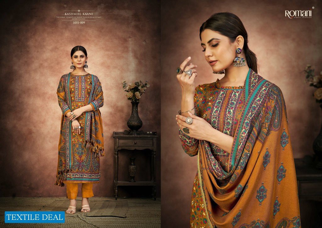 Romani Kashmiri Kaani Wholesale Pashmina Spun With Swarovsky Work Dress Material