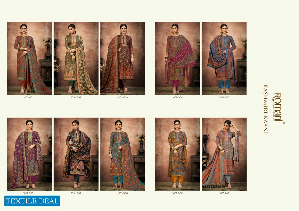 Romani Kashmiri Kaani Wholesale Pashmina Spun With Swarovsky Work Dress Material