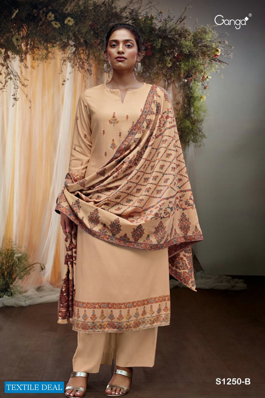Ganga Willa S1250 Wholesale Pashmina With Embroidery Winter Dress