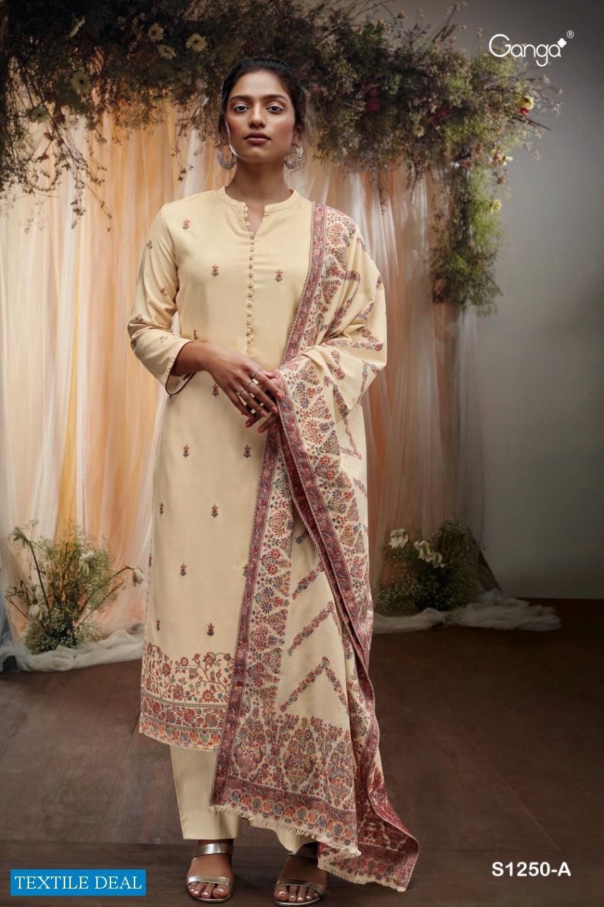 Ganga Willa S1250 Wholesale Pashmina With Embroidery Winter Dress