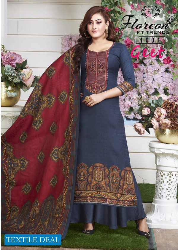 Floreon Geet Wholesale Cotton Pashmina With Diamond work Winter Dress