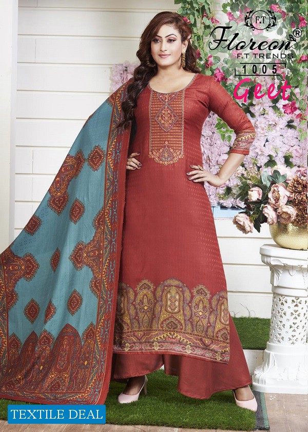 Floreon Geet Wholesale Cotton Pashmina With Diamond work Winter Dress