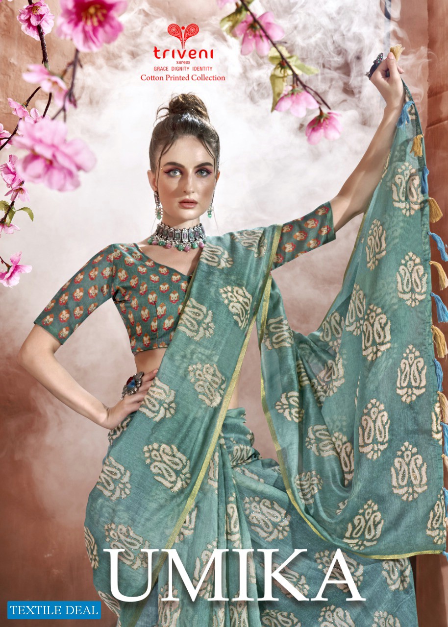 Triveni Umika Wholesale Cotton Printed Indian Sarees