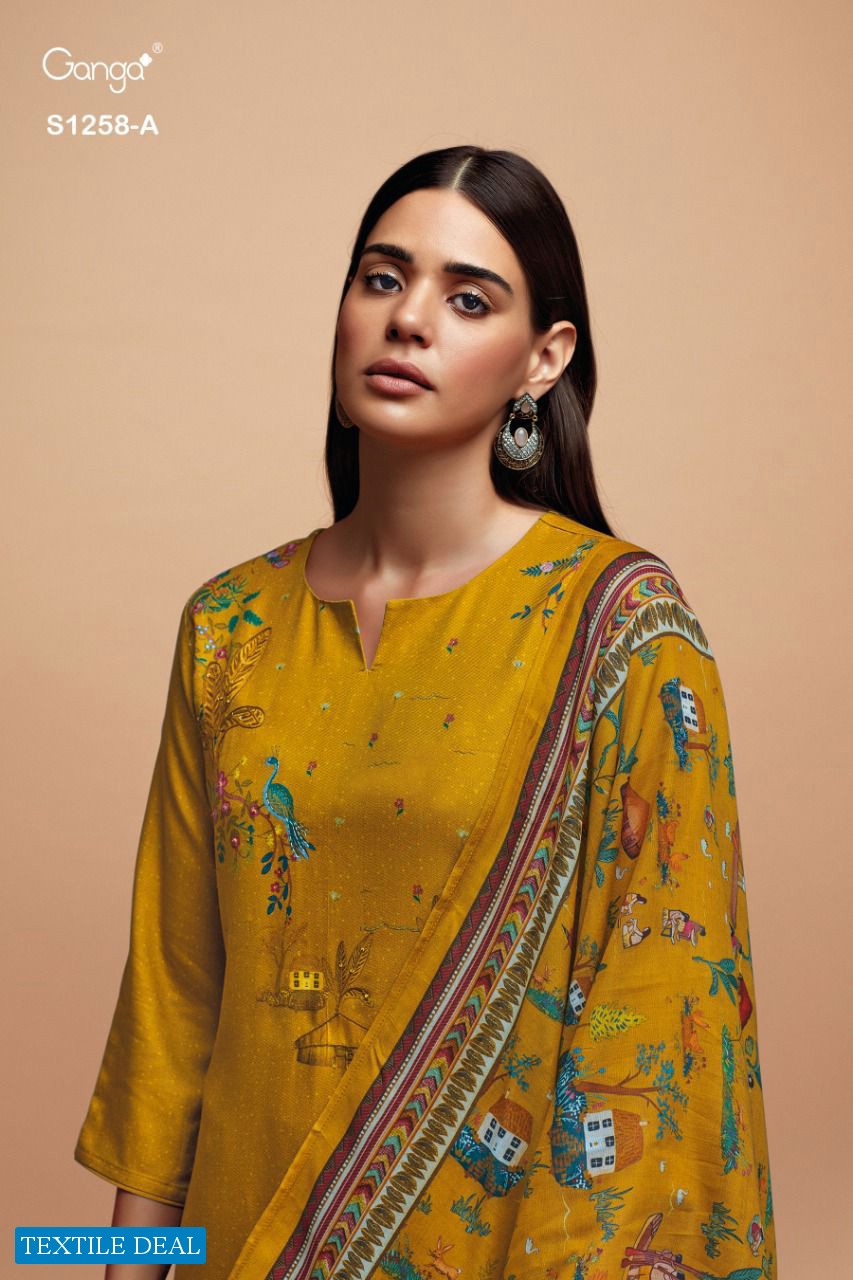 Ganga Artha S1258 Wholesale Pure Pashmina With Hand Work Dress