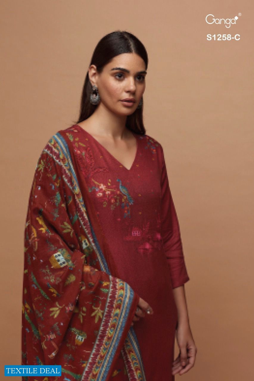 Ganga Artha S1258 Wholesale Pure Pashmina With Hand Work Dress