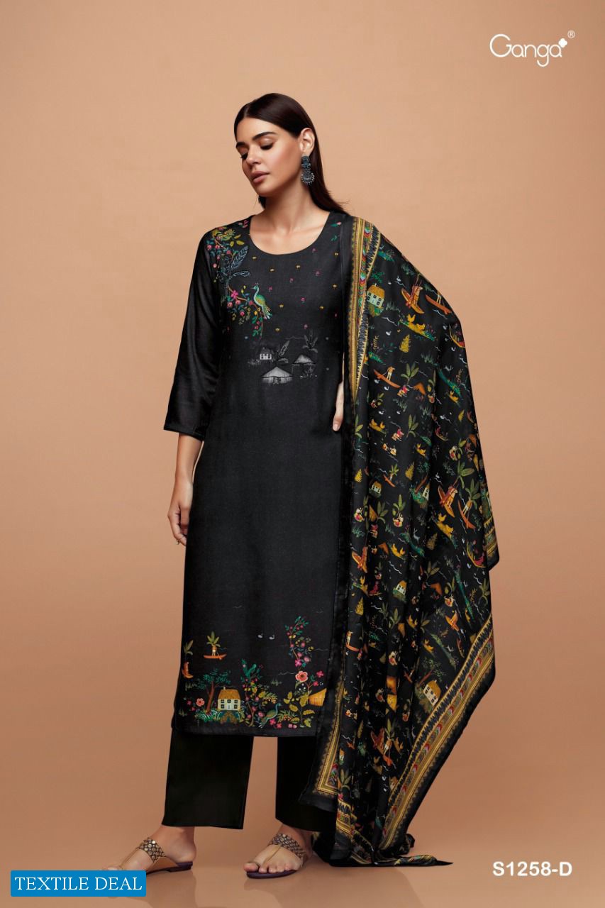 Ganga Artha S1258 Wholesale Pure Pashmina With Hand Work Dress