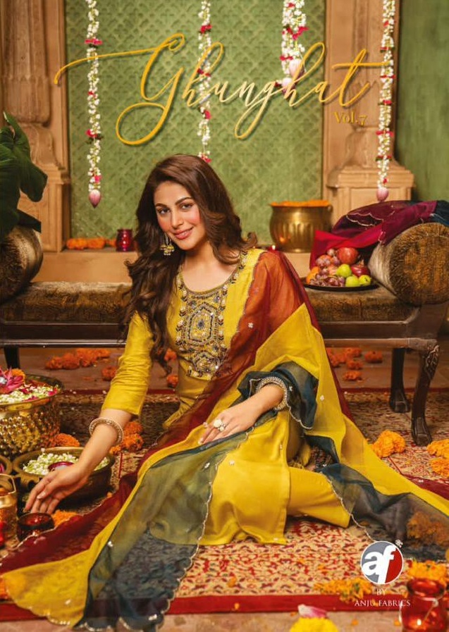 Anju Ghunghat Vol-7 Wholesale Heavy Kurti With Pant And Hand Work Dupatta