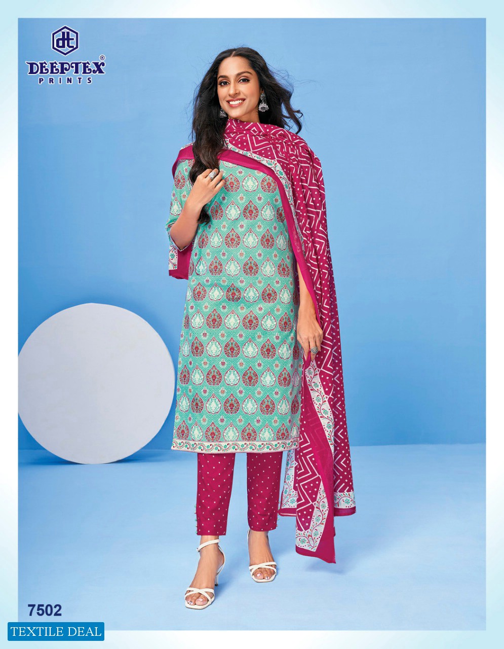 Deeptex Miss India Vol-75 Wholesale Pure Cotton Printed Unstitched Dress Material