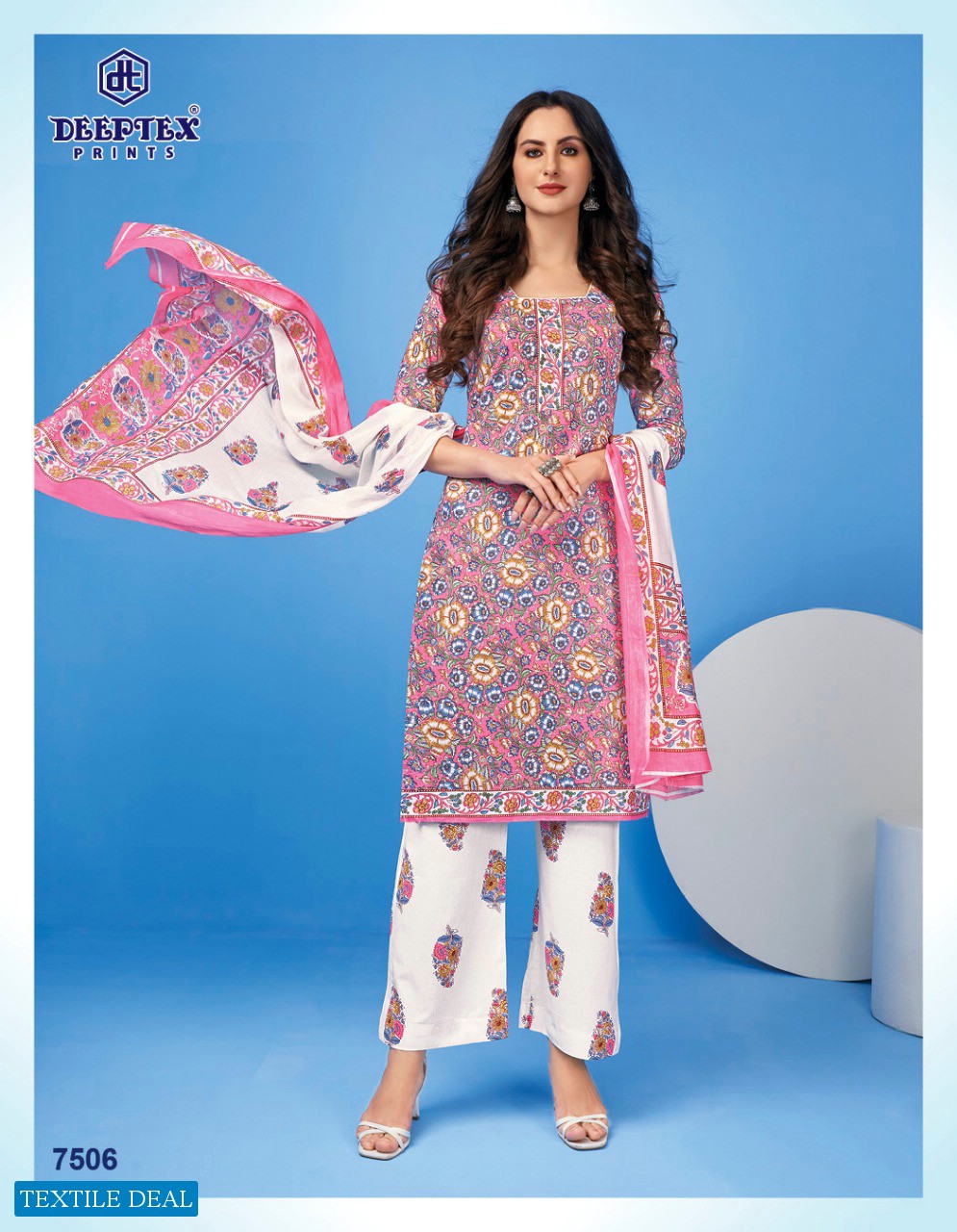 Deeptex Miss India Vol-75 Wholesale Pure Cotton Printed Unstitched Dress Material
