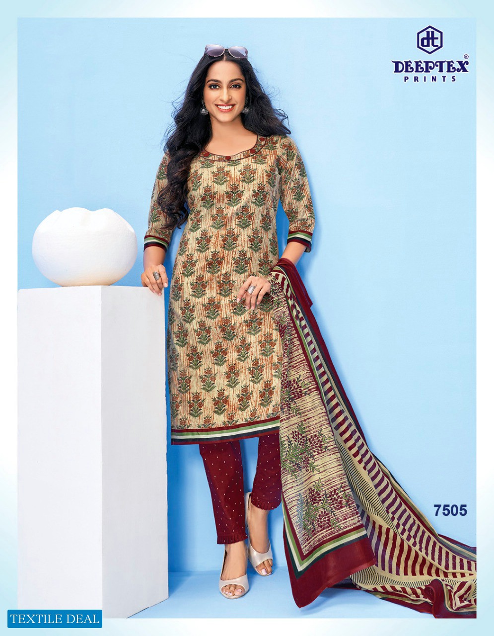 Deeptex Miss India Vol-75 Wholesale Pure Cotton Printed Unstitched Dress Material