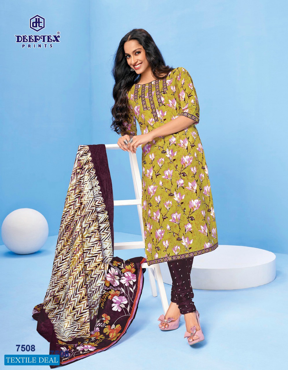 Deeptex Miss India Vol-75 Wholesale Pure Cotton Printed Unstitched Dress Material