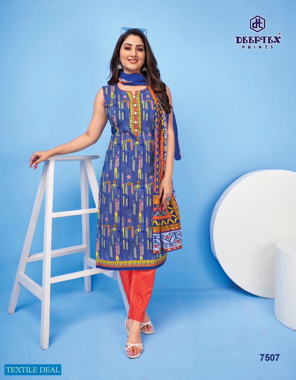 Deeptex Miss India Vol-75 Wholesale Pure Cotton Printed Unstitched Dress Material