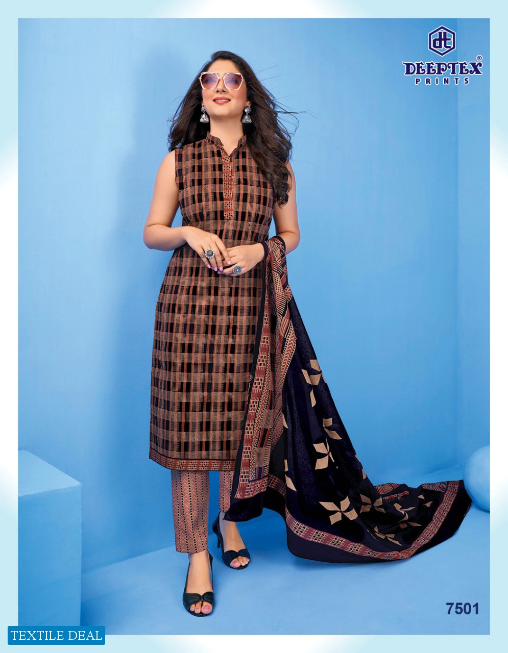 Deeptex Miss India Vol-75 Wholesale Pure Cotton Printed Unstitched Dress Material