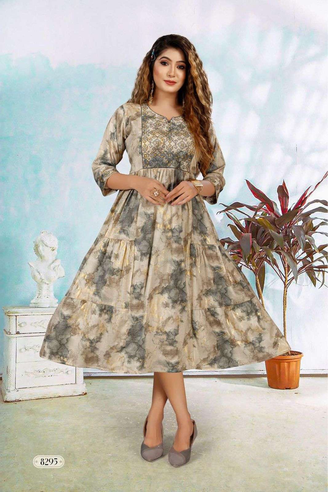 FT KATRINA CAPSULE FOIL PRINT EMBROIDERY WORK KURTI CATALOG