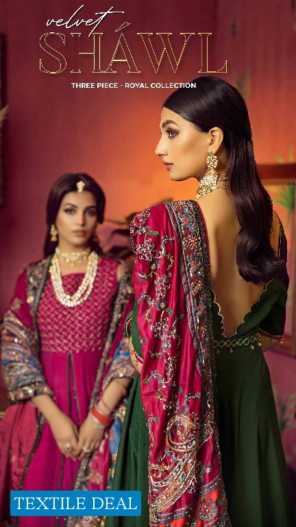 Gul Ahmed Noor E Chasham Velvet Shawl 2022 Original Pakistani Salwar Suits