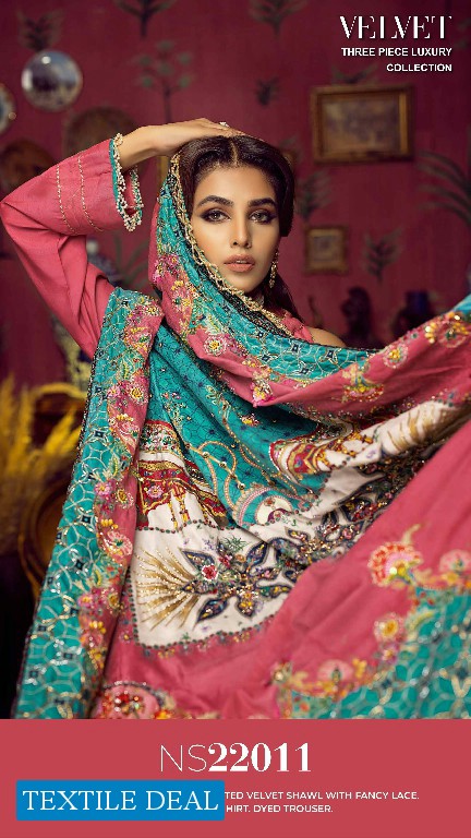 Gul Ahmed Noor E Chasham Velvet Shawl 2022 Original Pakistani Salwar Suits
