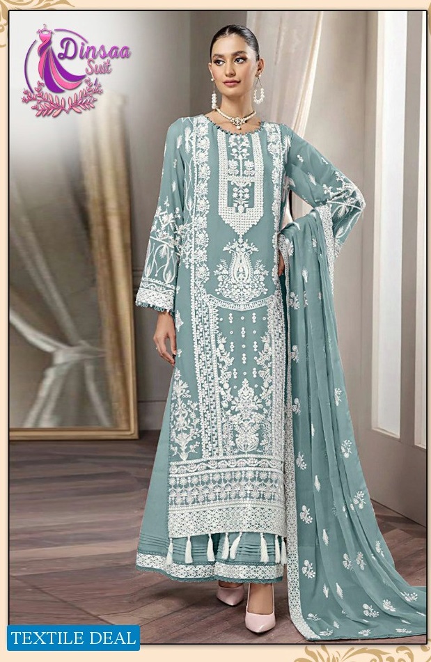 DINSAA SUIT 158 PAKISTANI LONG DESIGNER SUIT EXPORTER WHOLESALER