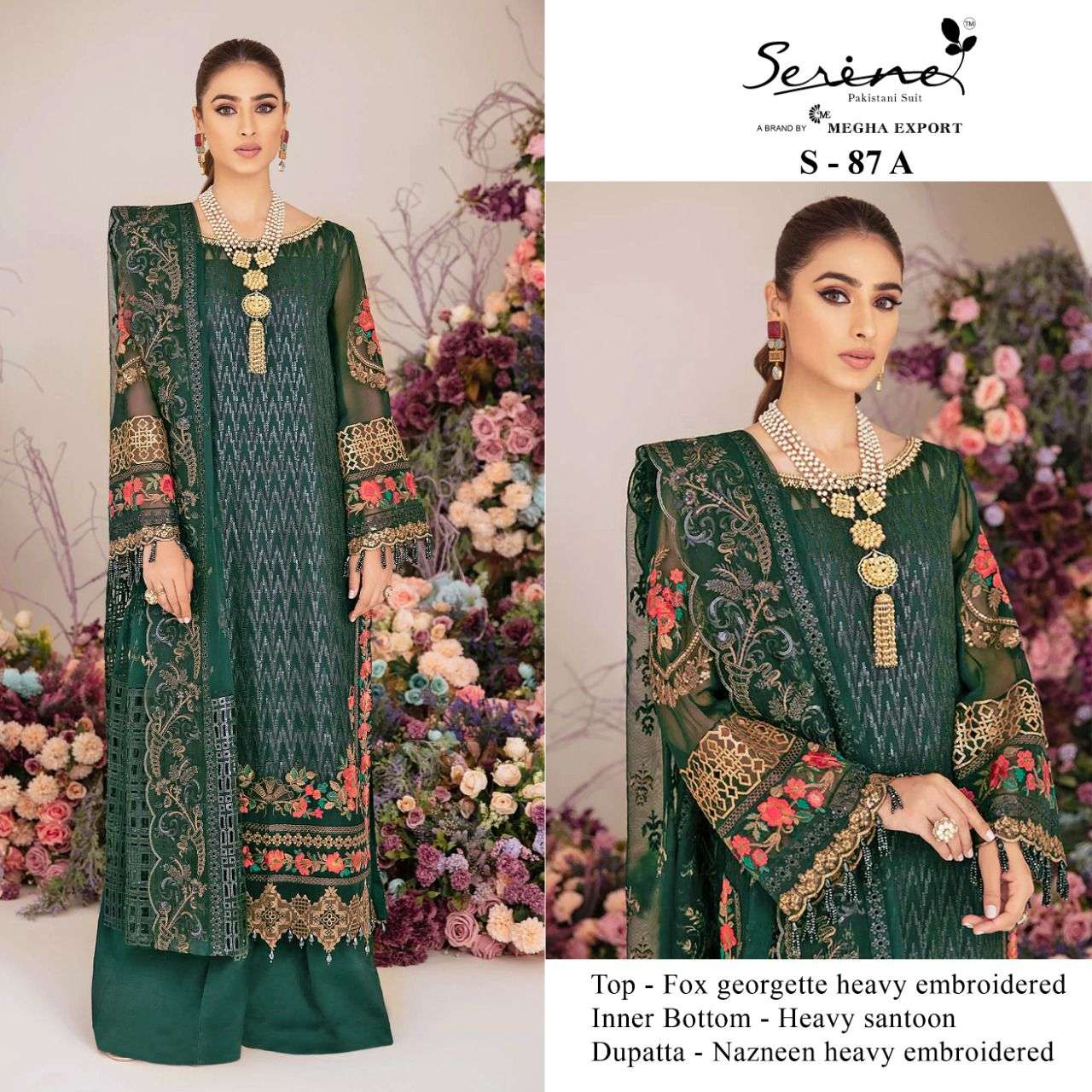 SERINE MEGHA EXPORTS S-87 ELEGANT LOOK PAKISTANI STYLE DRESSES EXPORTER