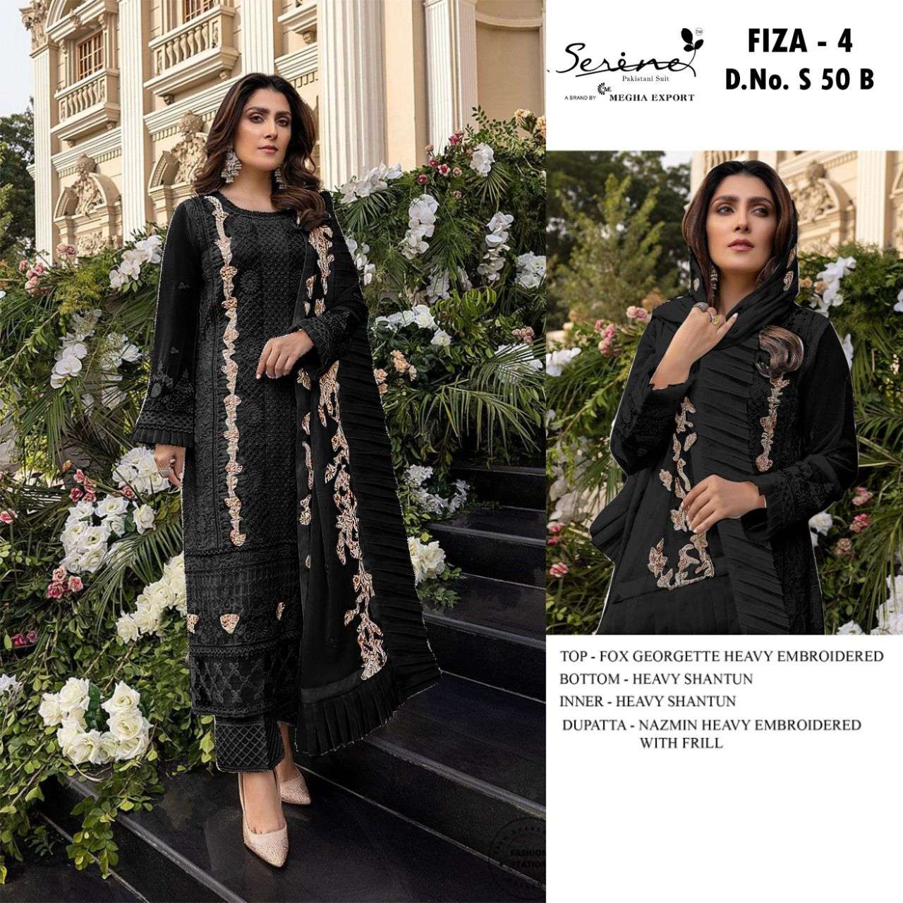 SERINE S-50 BY MEGHA EXPORTS GEORGETTE PAKISTANI DESIGNER SUITS