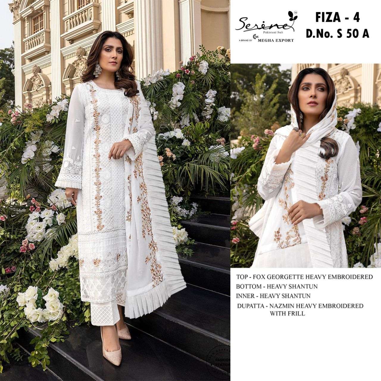 SERINE S-50 BY MEGHA EXPORTS GEORGETTE PAKISTANI DESIGNER SUITS